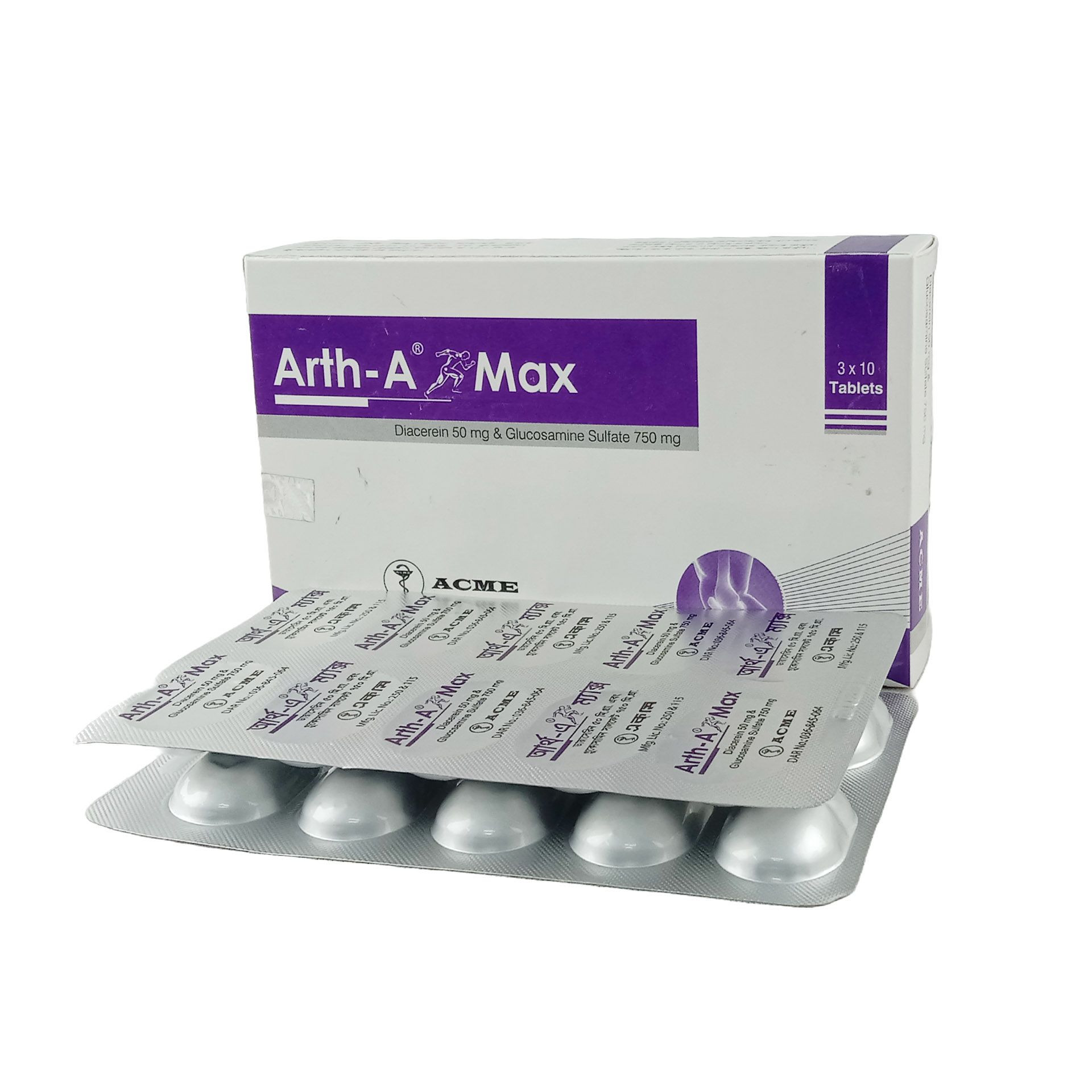 Pack Image: Arth-A Max 750 mg Tablet (3 x 10)