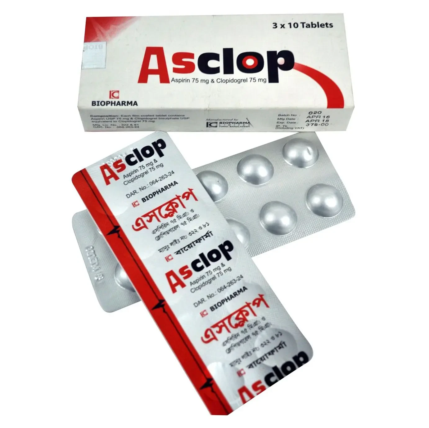 Pack Image: Asclop 75 mg Tablet (3 x 10)