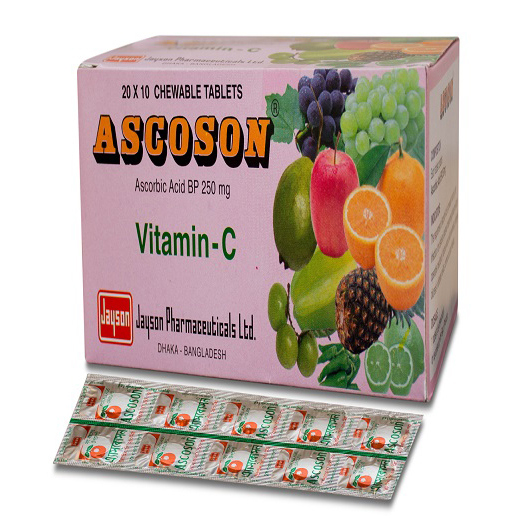 Pack Image: Ascoson 250 mg Chewable Tablet (20 x 10)