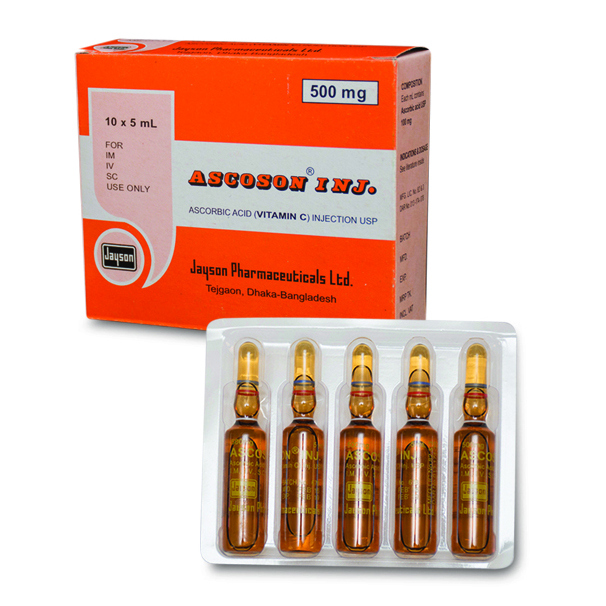 Pack Image: Ascoson 500 mg Injection (5 ml ampoule)