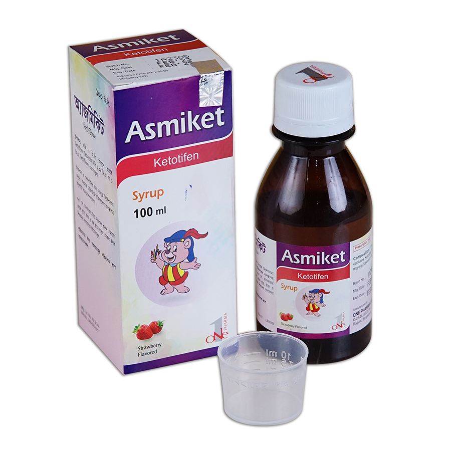 Pack Image: Asmiket 1 mg Syrup (100 ml bottle)