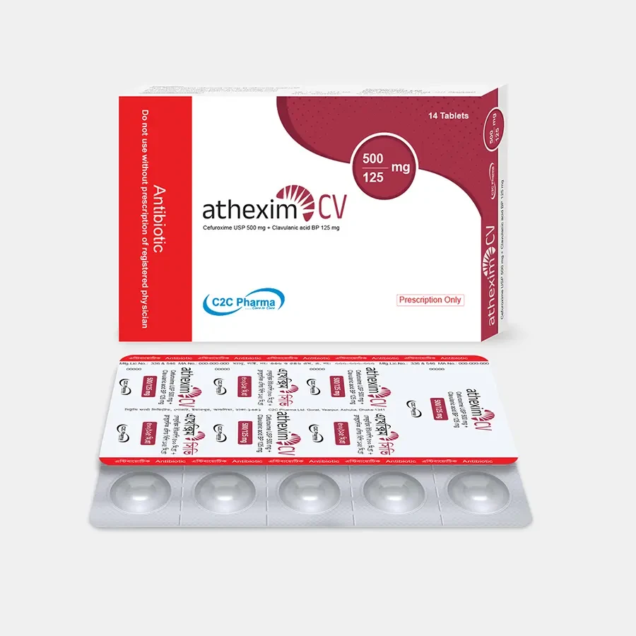 Pack Image: Athexim CV 500 mg Tablet (2 x 7)
