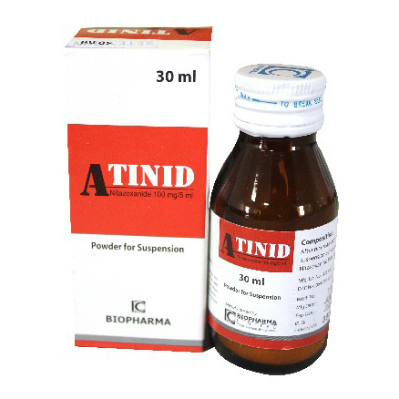 Pack Image: Atinid 100 mg Suspension (60 ml bottle)