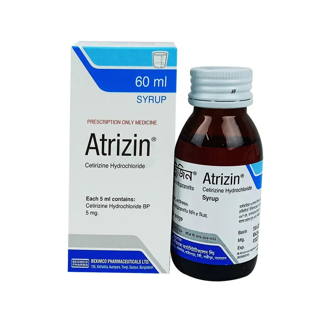 Pack Image: Atrizin 5 mg Syrup (60 ml bottle)