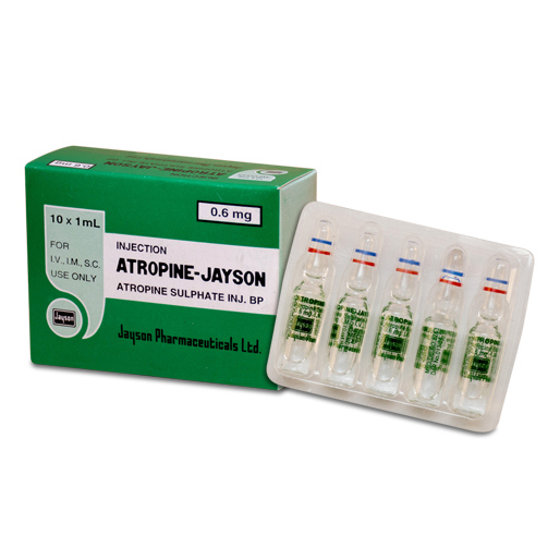 Pack Image: Atropine 0.6 mg Injection (1 ml ampoule)