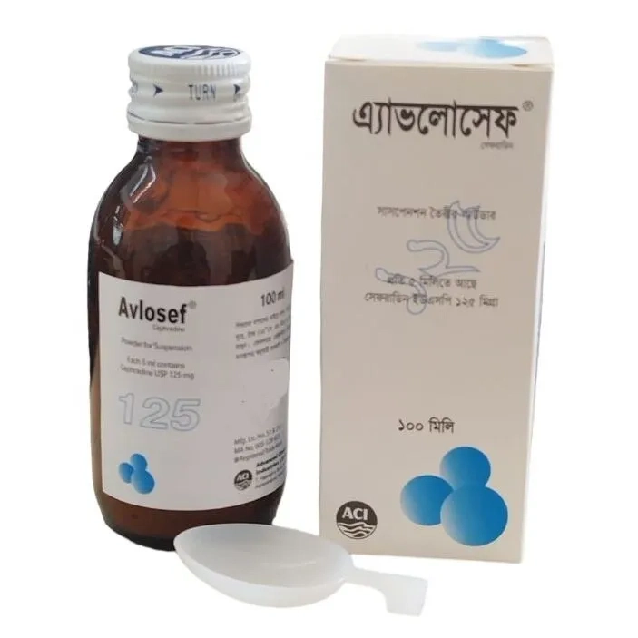Pack Image: Avlosef 125 mg Suspension (100 ml bottle)