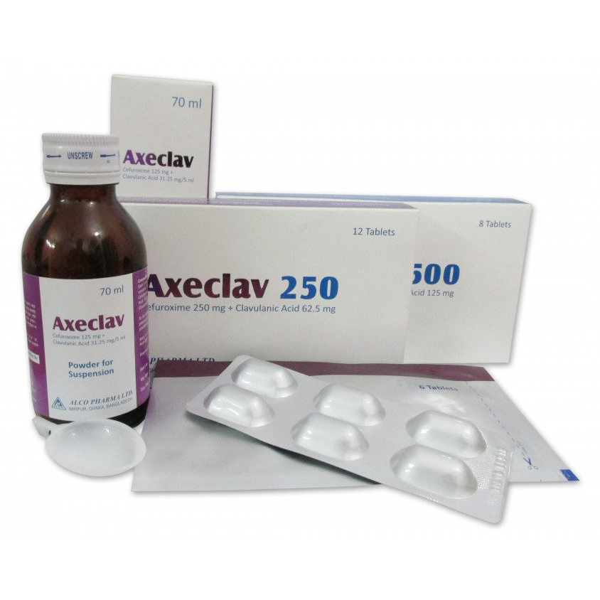 Pack Image: Axeclav 250 mg Tablet (2 x 6)