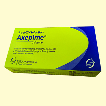 Pack Image: Axepime 1 gm Injection (1 gm vial)