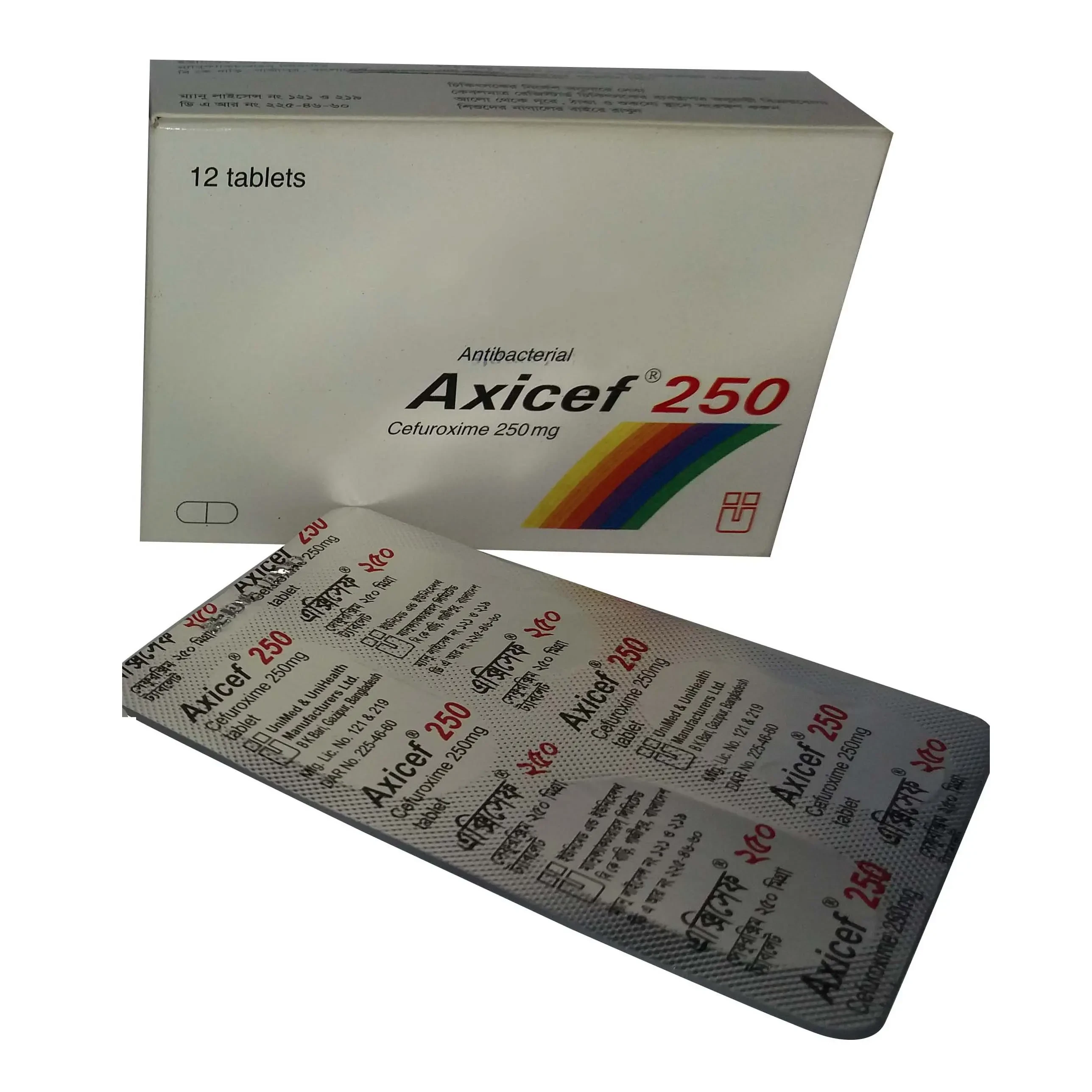 Pack Image: Axicef 250 mg Tablet (3 x 4)