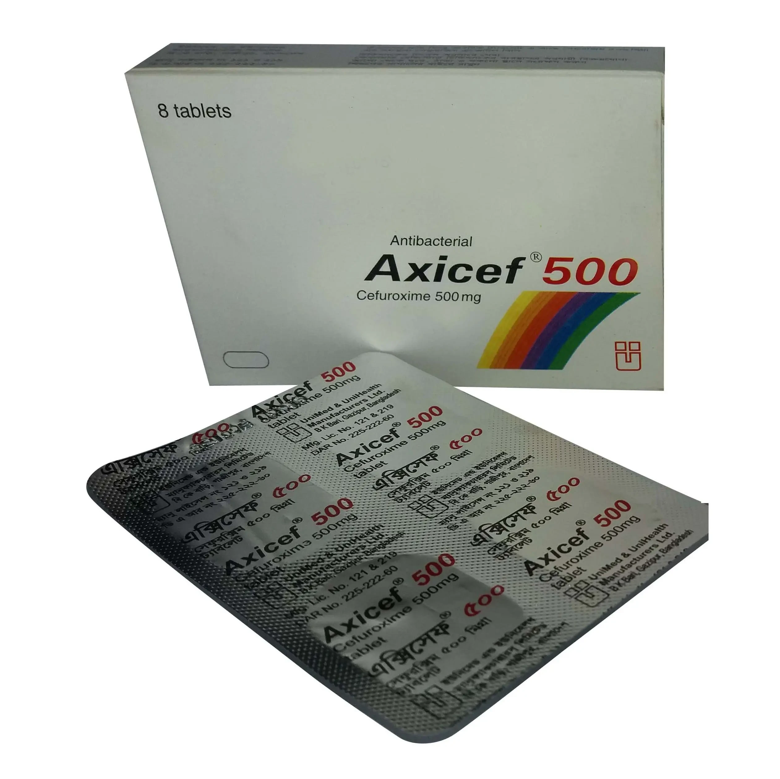 Pack Image: Axicef 500 mg Tablet (2 x 4)