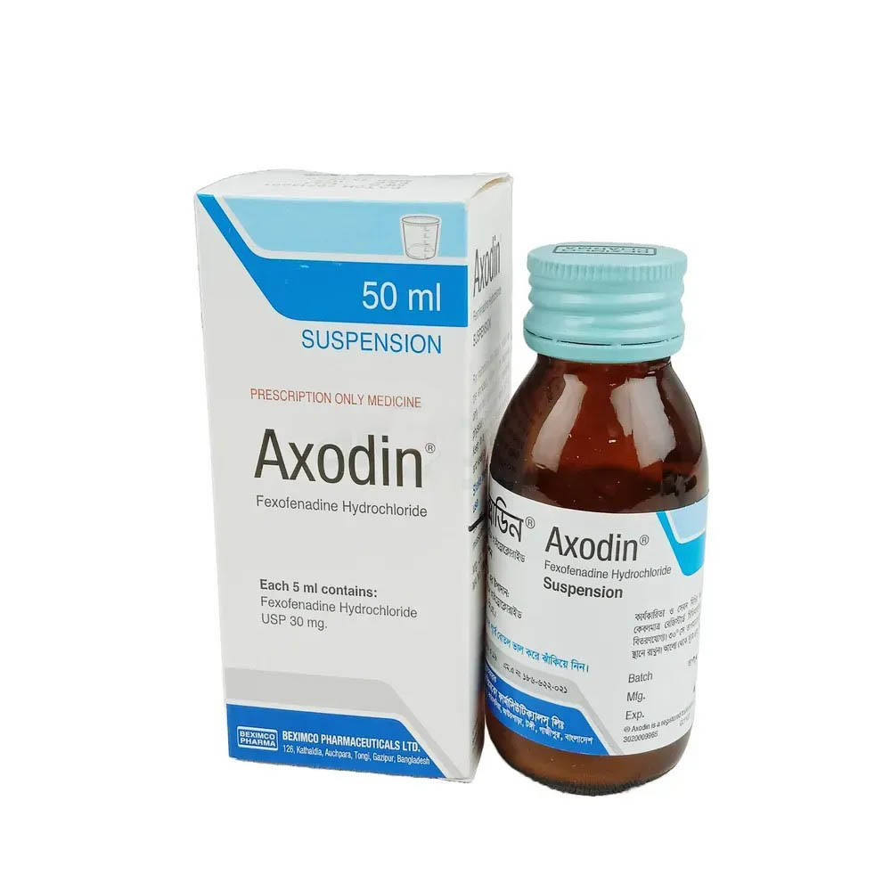 Pack Image: Axodin 30 mg Suspension (50 ml bottle)