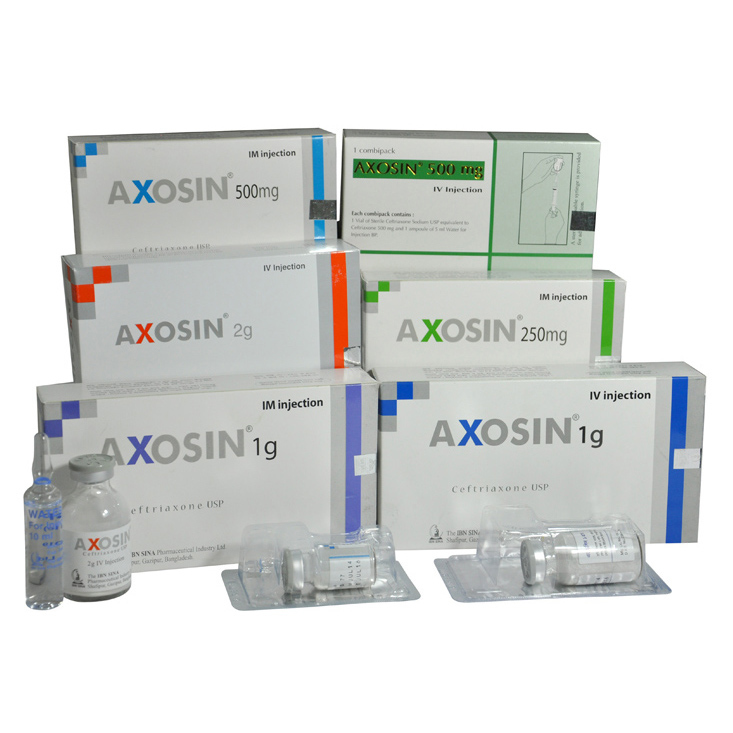Pack Image: Axosin 250 mg Injection (250 mg vial)