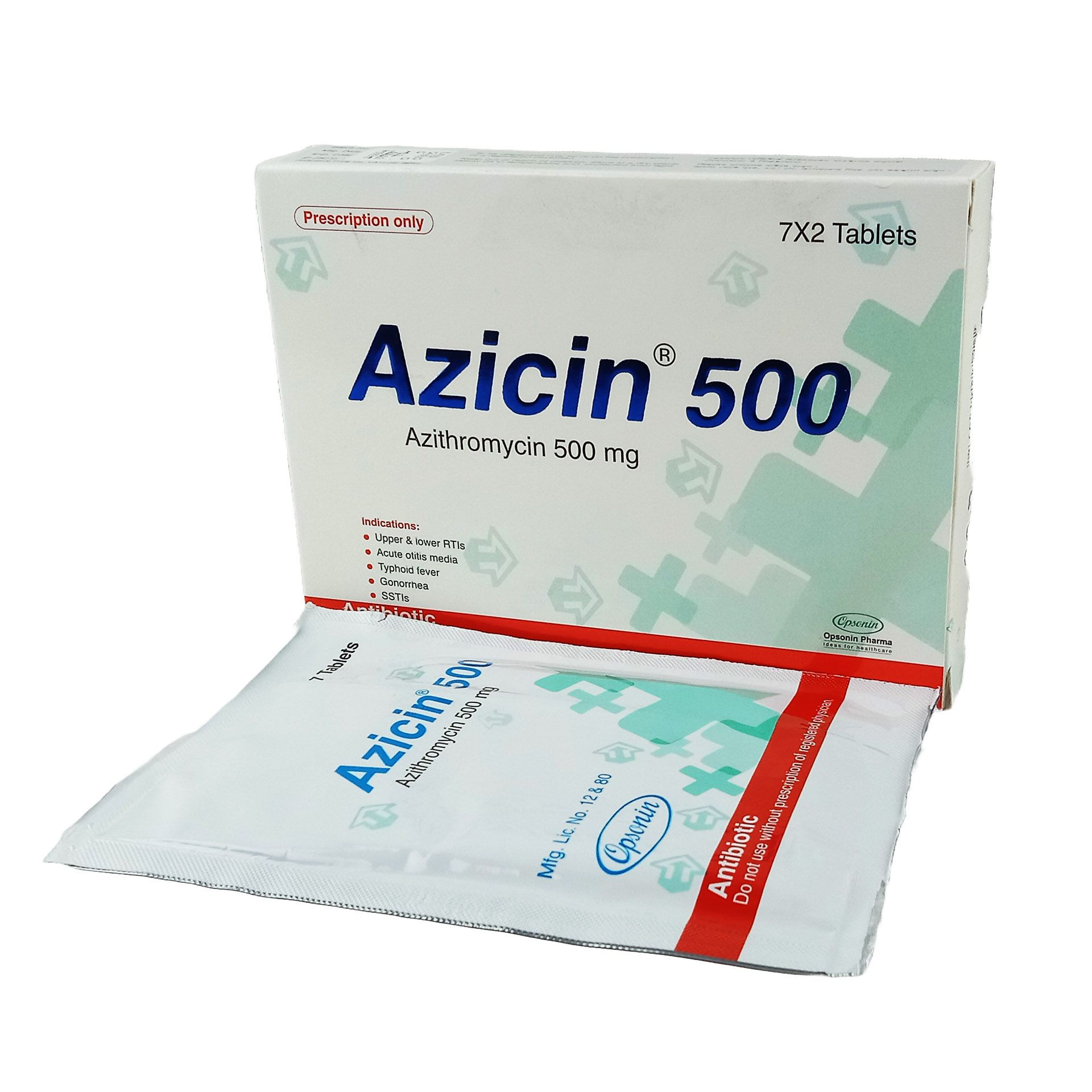 Pack Image: Azicin 500 mg Tablet (2 x 7)