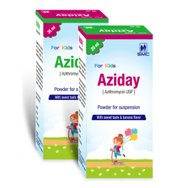 Pack Image: Aziday 200 mg Suspension (20 ml bottle)