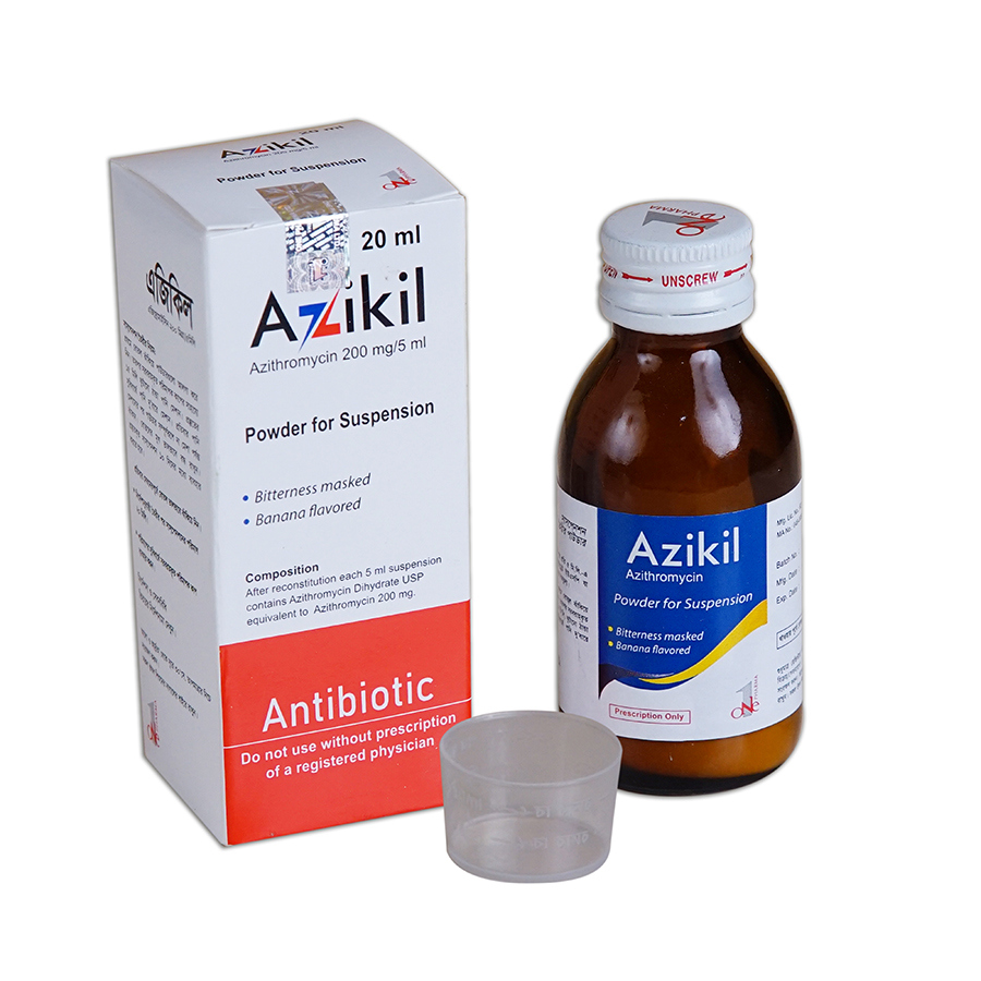 Pack Image: Azikil 200 mg Suspension (20 ml bottle)