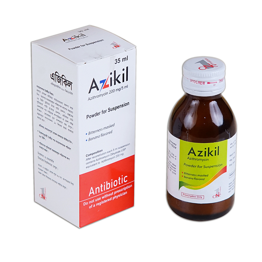 Pack Image: Azikil 200 mg Suspension (35 ml bottle)