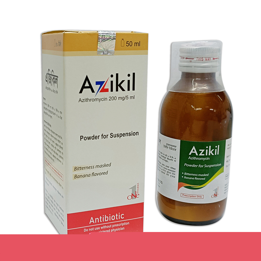 Pack Image: Azikil 200 mg Suspension (50 ml bottle)