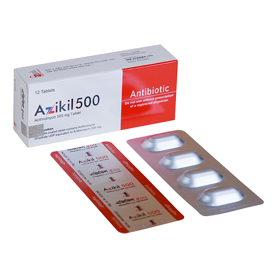 Pack Image: Azikil 500 mg Tablet (3 x 4)
