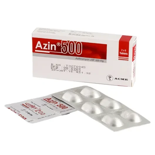 Pack Image: Azin 500 mg Tablet (2 x 6)