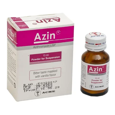 Pack Image: Azin 200 mg Suspension (15 ml bottle)