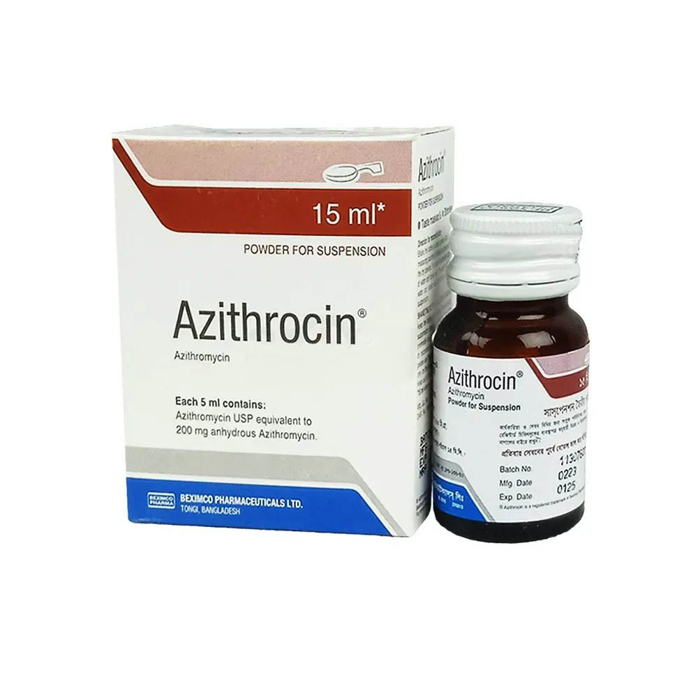 Pack Image: Azithrocin 200 mg Suspension (15 ml bottle)