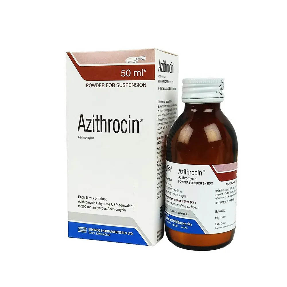 Pack Image: Azithrocin 200 mg Suspension (50 ml bottle)