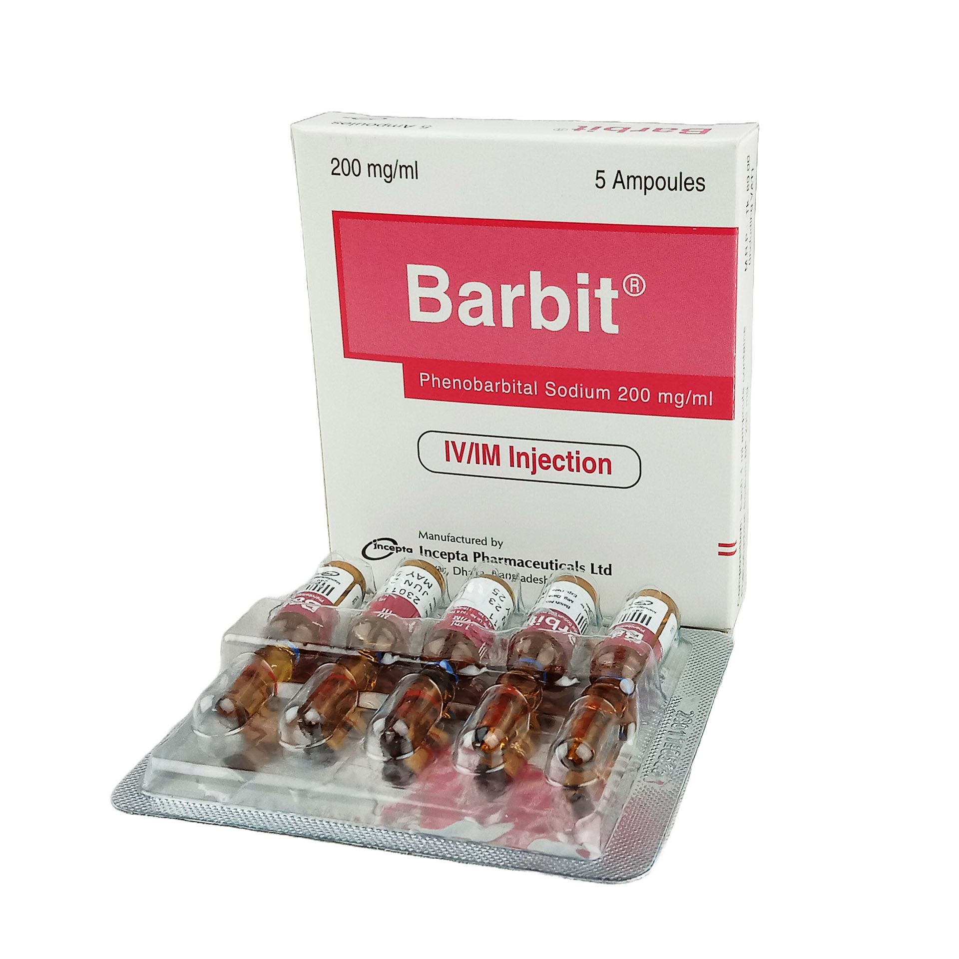 Pack Image: Barbit 200 mg Injection (1 ml ampoule)