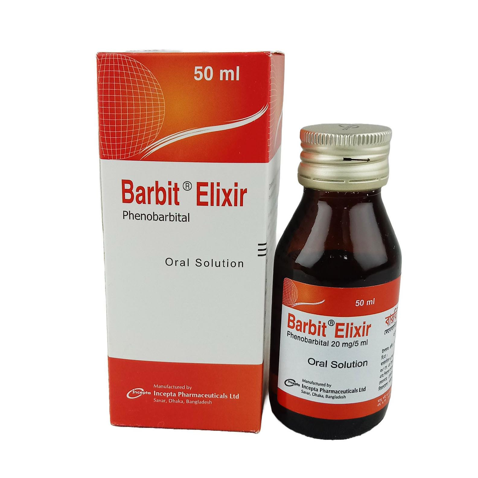 Pack Image: Barbit Elixir 20 mg Oral Solution (50 ml bottle)