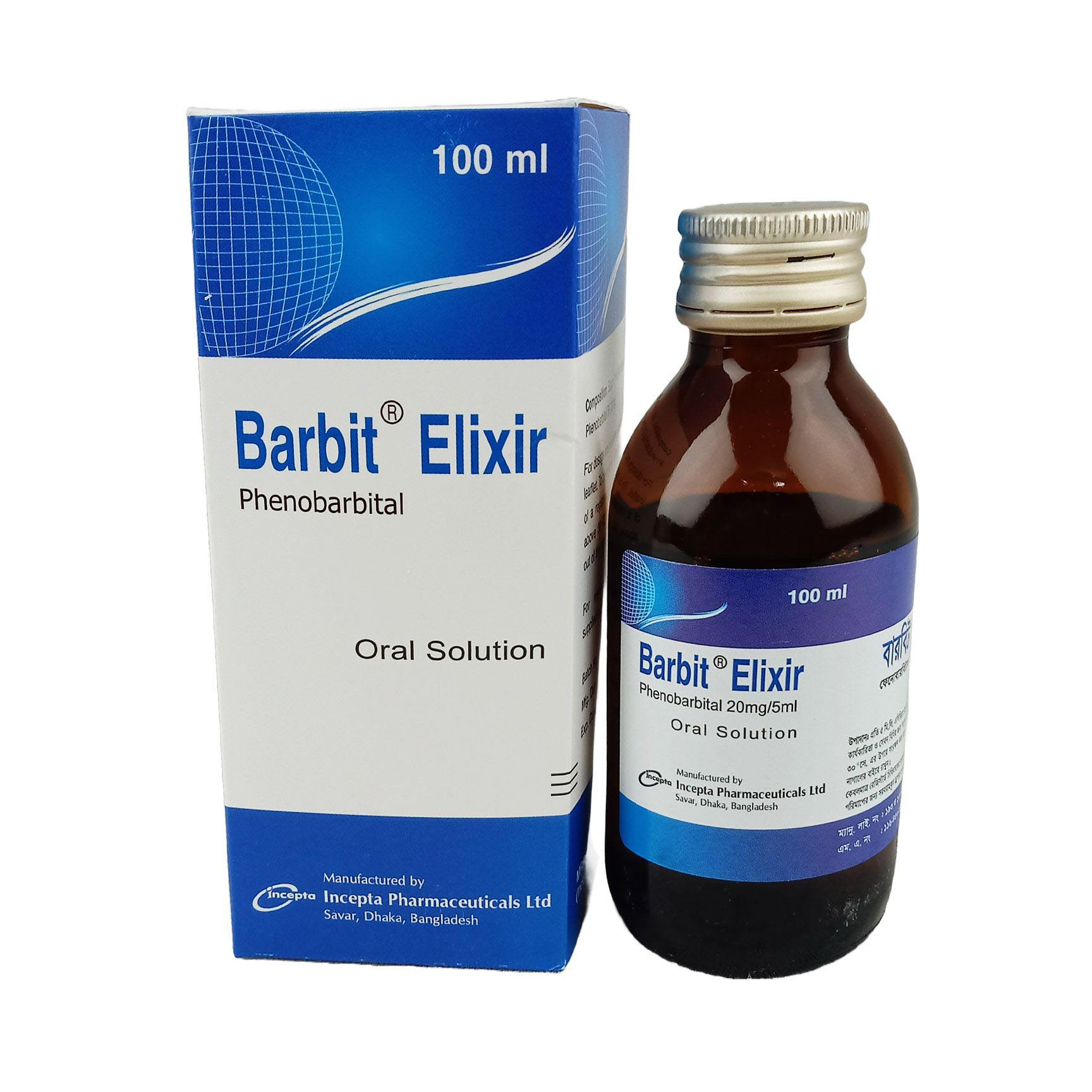 Pack Image: Barbit Elixir 20 mg Oral Solution (100 ml bottle)