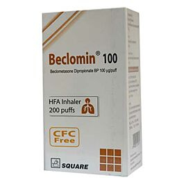 Pack Image: Beclomin 100 mcg Inhaler (200 metered doses)