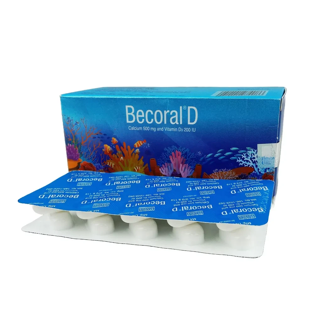 Pack Image: Becoral D 500 mg Tablet (6 x 10)
