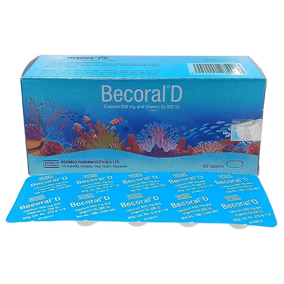Pack Image: Becoral D 500 mg Tablet (6 x 10)