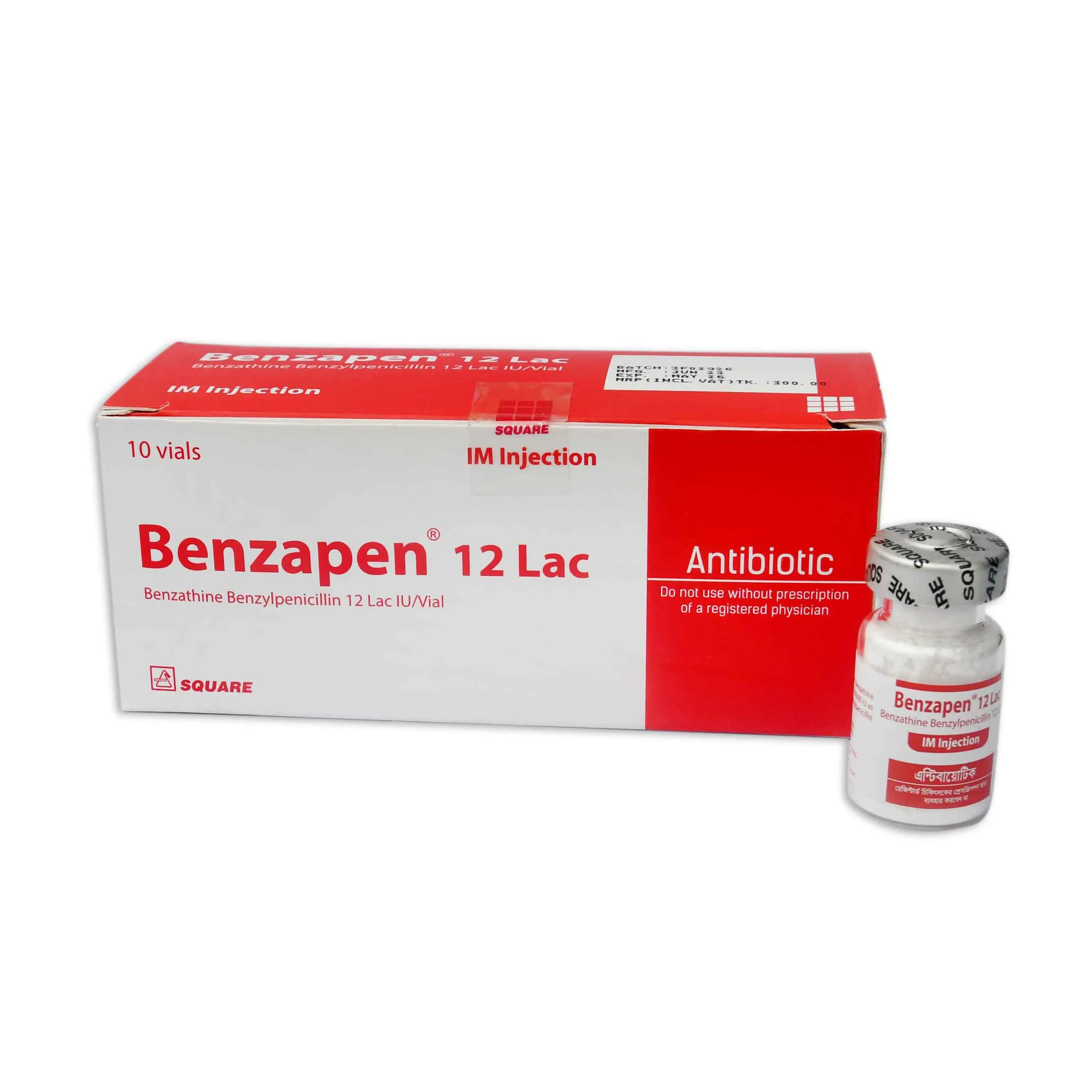 Pack Image: Benzapen 12 lac Injection (12 lac units vial)