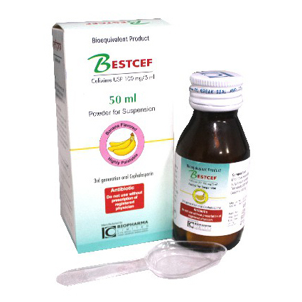 Pack Image: Bestcef 100 mg Suspension (50 ml bottle)