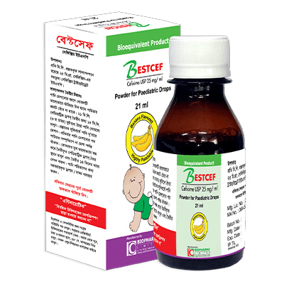 Pack Image: Bestcef 25 mg Pediatric Drop (21 ml bottle)