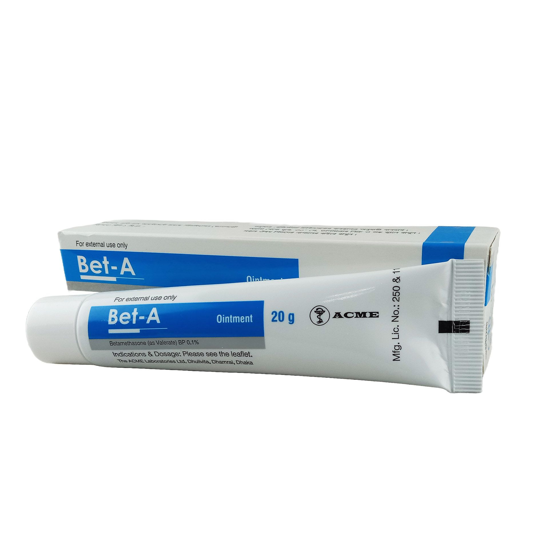 Pack Image: Bet-A 0.1% Ointment (20 gm tube)