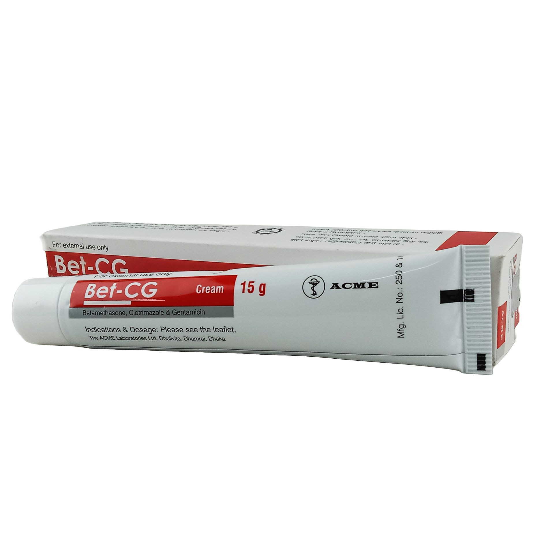 Pack Image: Bet-CG 0.05% 1% Cream (15 gm tube)