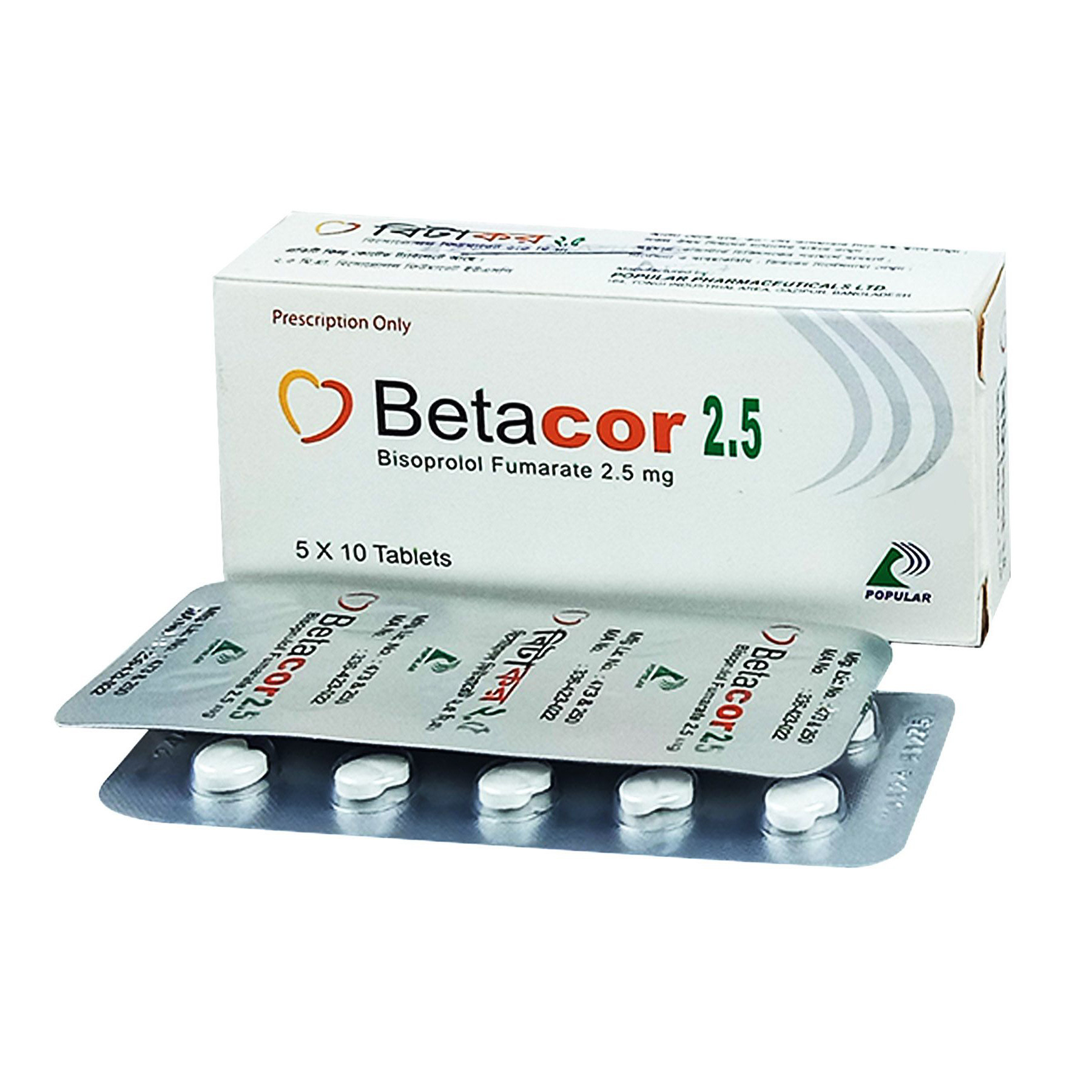Pack Image: Betacor 2.5 mg Tablet (5 x 10)