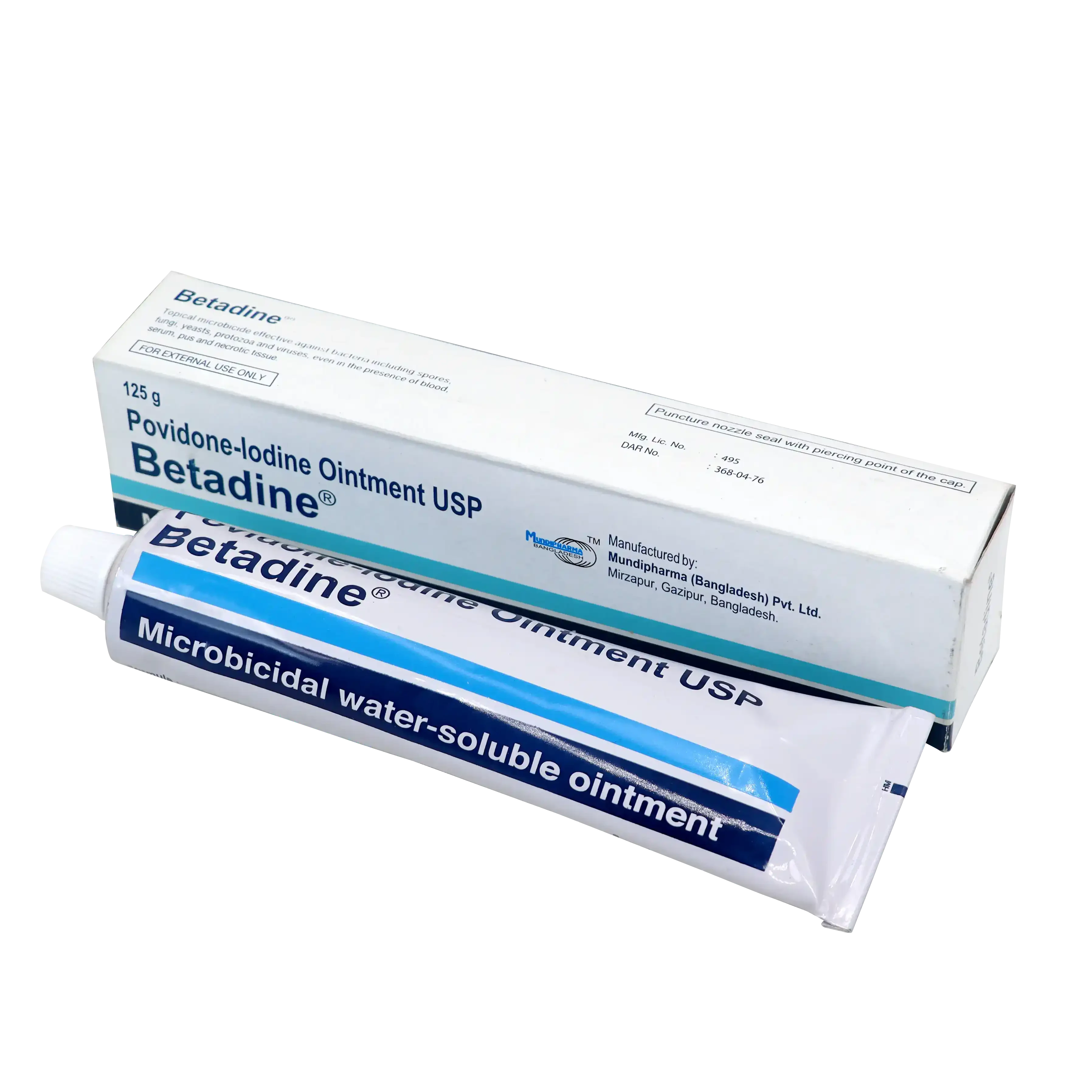 Pack Image: Betadine 5% w Ointment (125 gm tube)