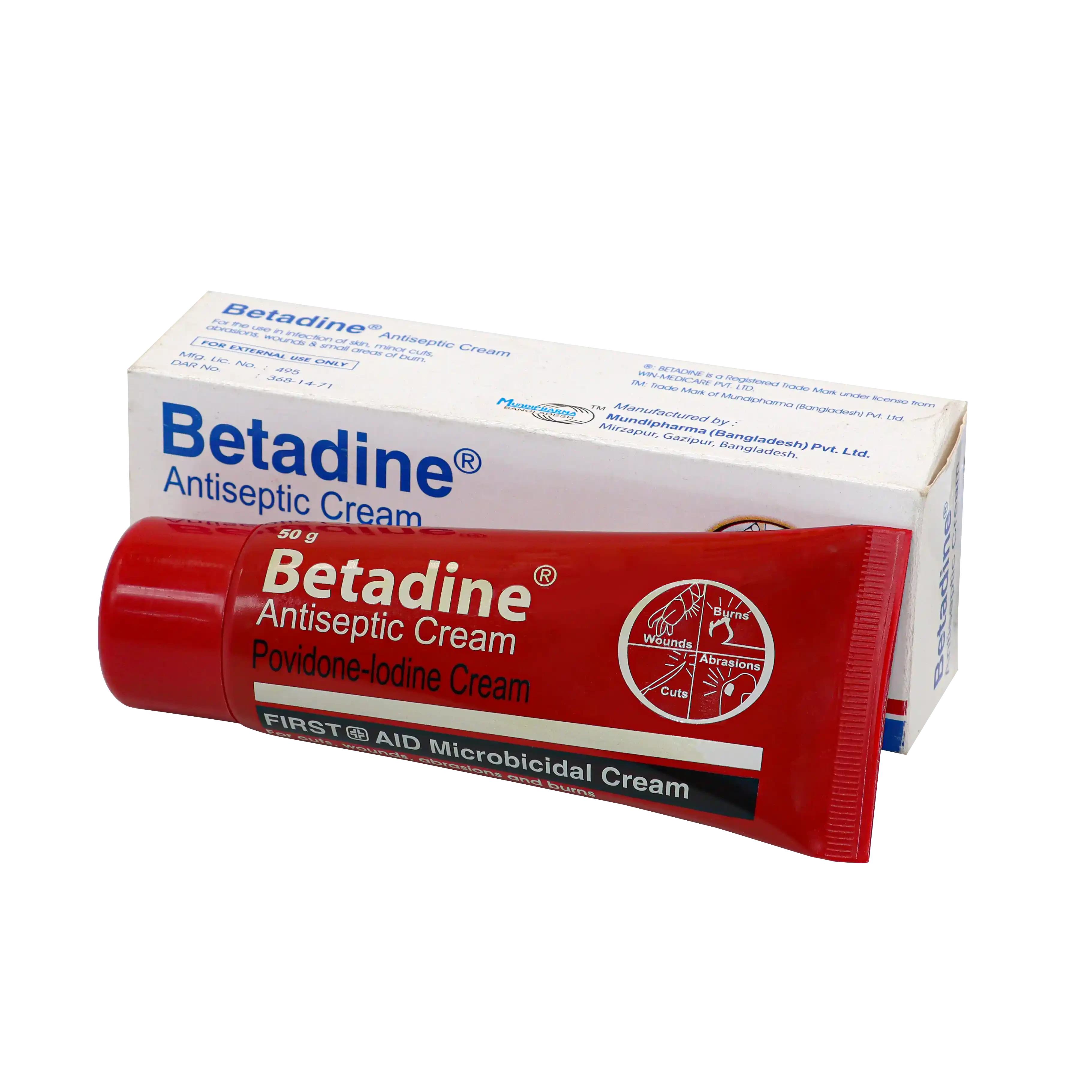 Pack Image: Betadine 5% w Cream (50 gm tube)