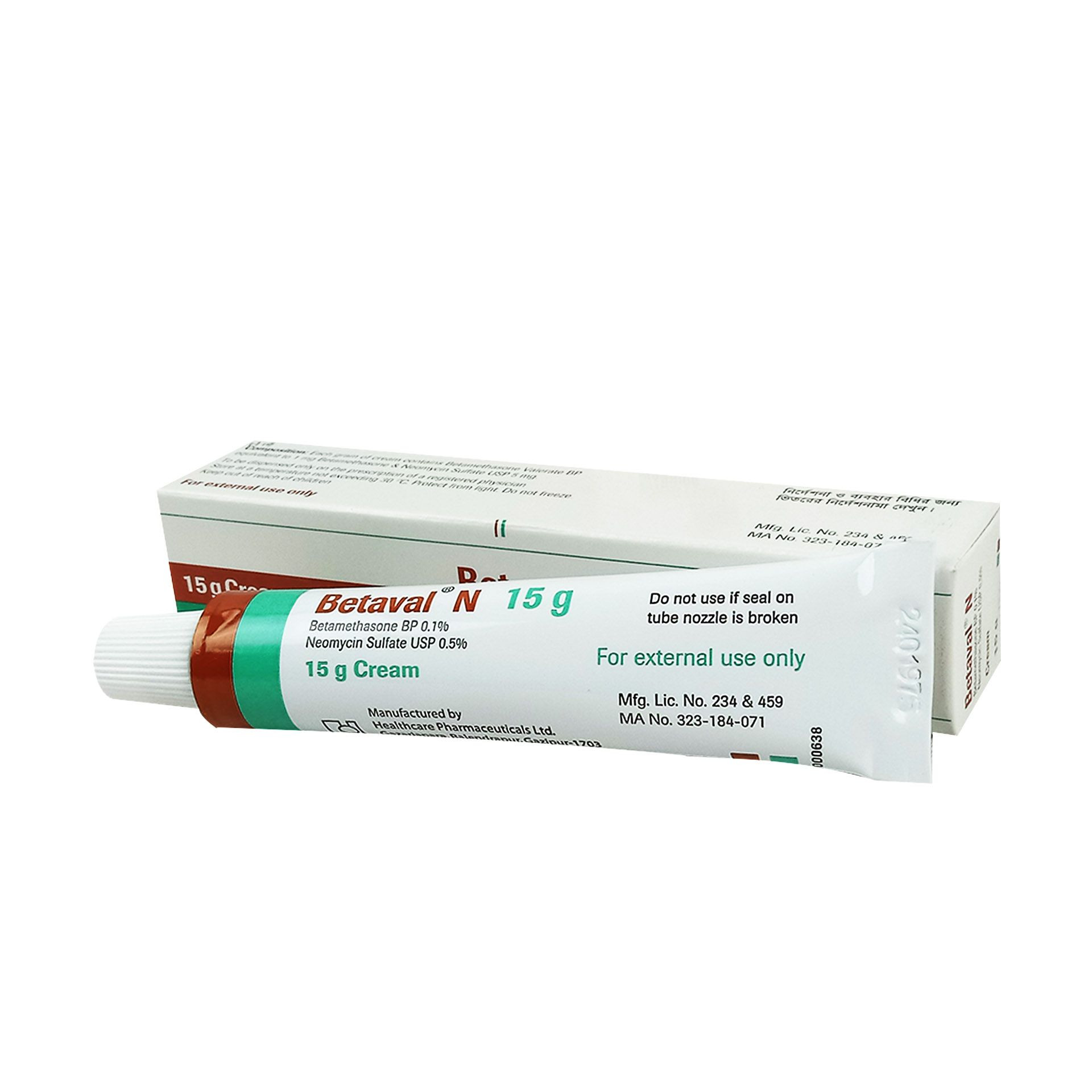 Pack Image: Betaval N 0.1% 0.5% Cream (15 gm tube)