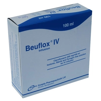 Pack Image: Beuflox 200 mg Injection (100 ml bottle)
