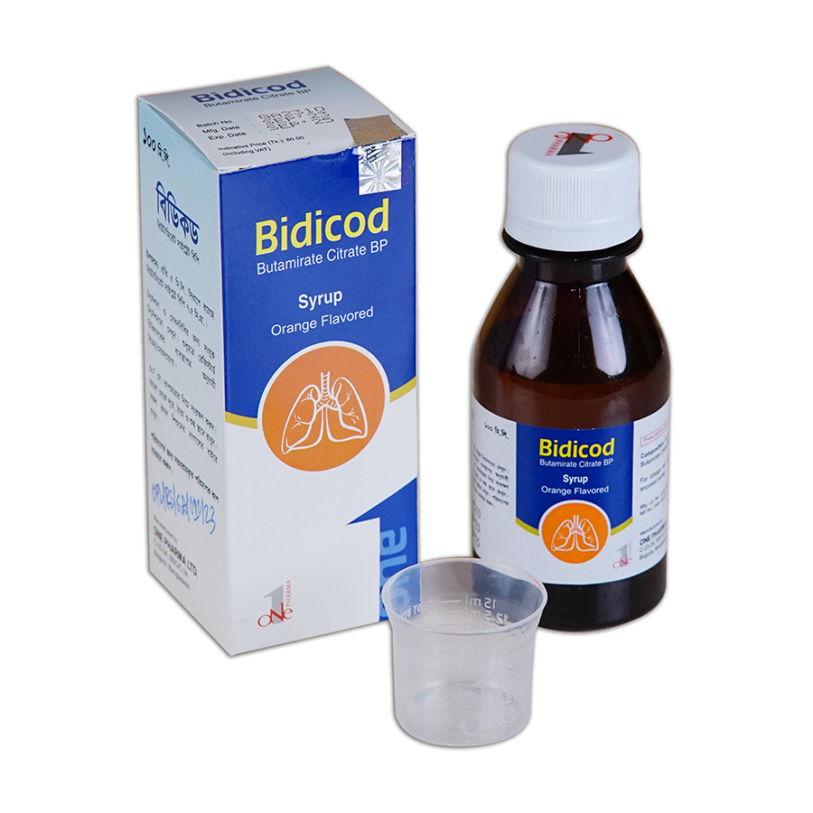 Pack Image: Bidicod 7.5 mg Syrup (100 ml bottle)