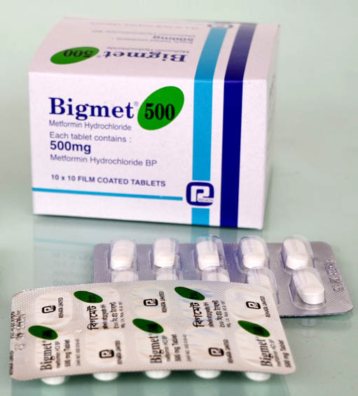 Pack Image: Bigmet 500 mg Tablet (10 x 10)