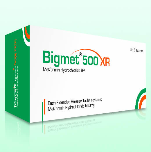 Pack Image: Bigmet XR 500 mg Tablet (5 x 6)