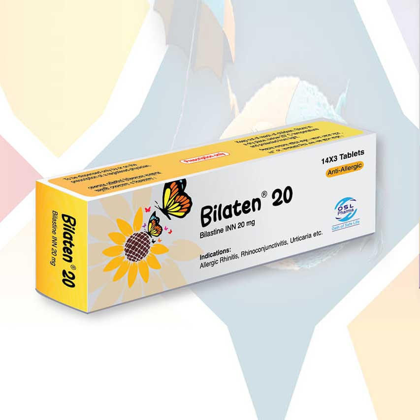 Pack Image: Bilaten 20 mg Tablet (3 x 14)
