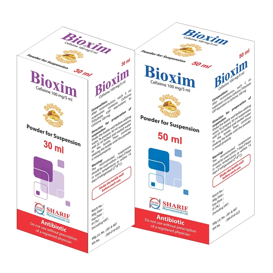 Pack Image: Bioxim 100 mg Suspension (30 ml bottle)