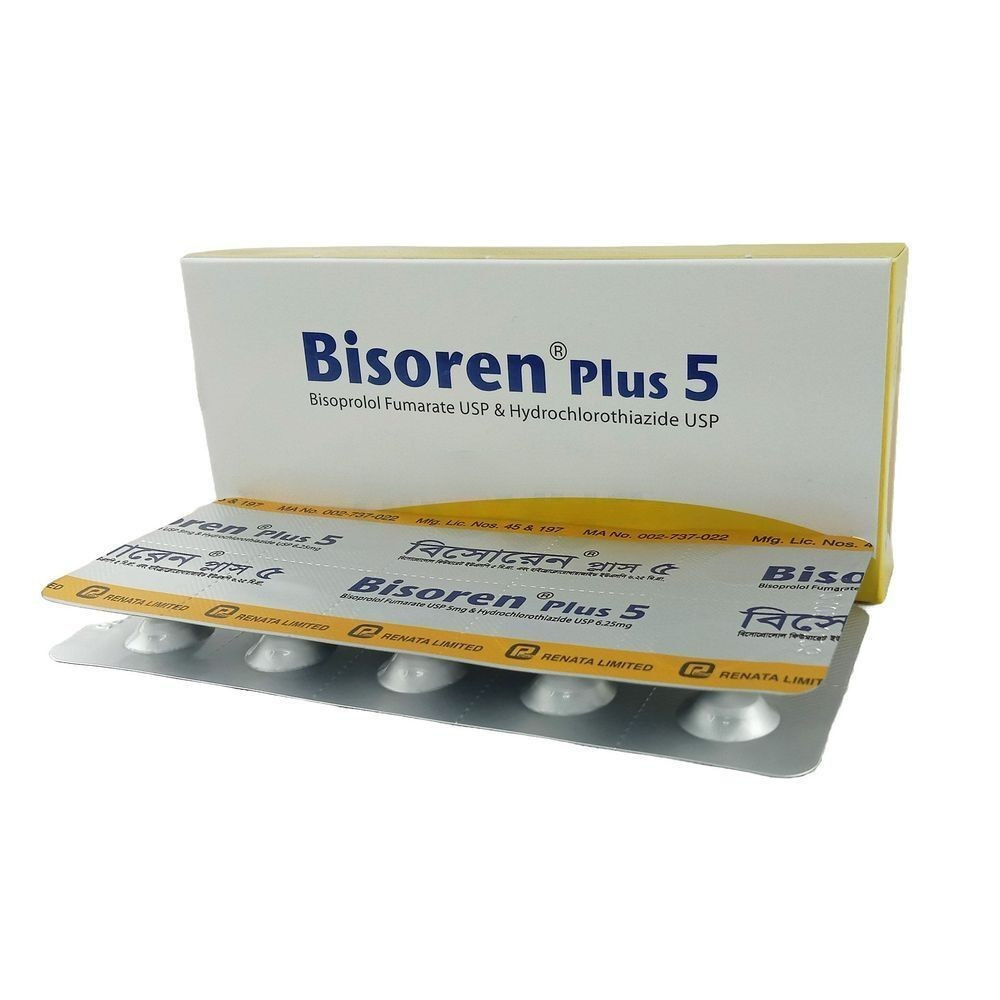 Pack Image: Bisoren Plus 5 mg Tablet (3 x 10)