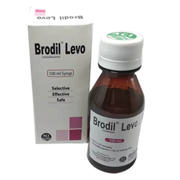 Pack Image: Brodil Levo 1 mg Syrup (100 ml bottle)