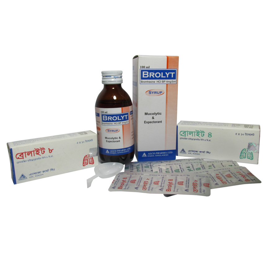 Pack Image: Brolyt 4 mg Syrup (100 ml bottle)